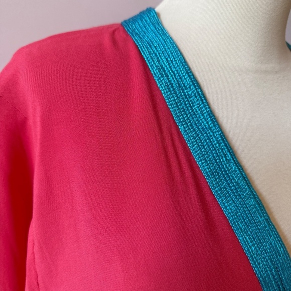 MADELINE WEINRIB TUNIC TOP V NECK LONG SLEEVE ETHNIC INSPIRED BOHEMIAN ELEGANT M - Picture 6 of 11